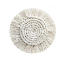 2025 Macrame Coasters Cotton Handmade Woven Cup Mat Mat Bohemian Braid Pad Non-slip Placemats Table Decoration for Cups Drinks Beer Coffee(2pcs, White
