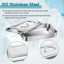 Stainless Steel Trays, Dental Instruments Organizer with Lid and Handle, 9 Inch