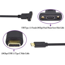 3.1 Type-C Extension Cable with Panel Mount Screw, 0.5m USB-C Extender Data Cord USB-C Male to USB C Supports Charging