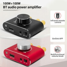 Placa Amplificadora Estéreo X100H de 100 W, Módulo Amplificador de Potência de Áudio 12 V/24 V, , 5.1 Canais, Entradas AUX e USB, Preta.