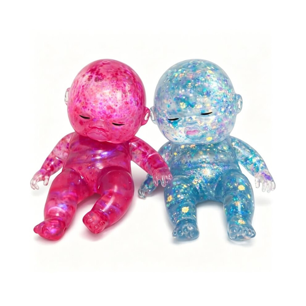 2PCS Baby Squishy Glitter Slow Rising, Squishy Babies Sensory Fidget for Stress Relief, Soft Cute Squeeze