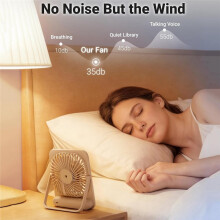 Ventilateur de Bureau Silencieux, Petit Ventilateur Personnel Portable avec Batterie Rechargeable de 2000 MAh, Ventilateur Ă 3 Vitesses, Pliable
