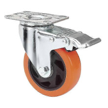 2025 Industrial Swivel Casters Wheels -Plate Casters with Brake Pu Wheels , Color: Orange