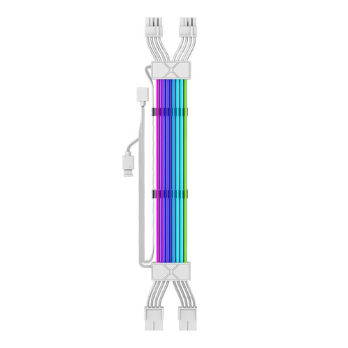 Cavo di Prolunga ARGB 2x8 Pin per Striscia LED PCIE, Cavo di Prolunga per Scheda Madre GPU, Alimentatore per Computer, Bianco.