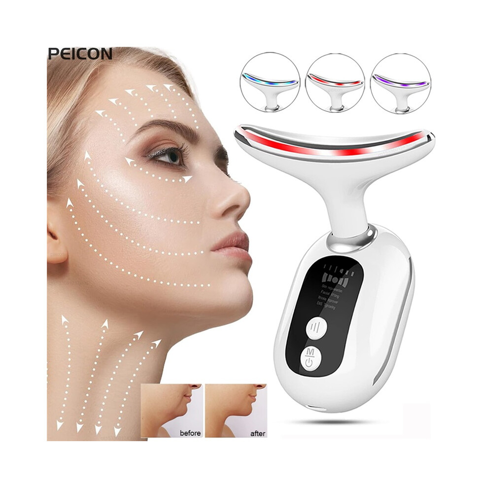 Stoyotu White/Red/Light () Facial Massager Ems Facial Microcurrent Neck Face Lifting Massager Therapy Anti-Aging Massager Skin Tightening Device