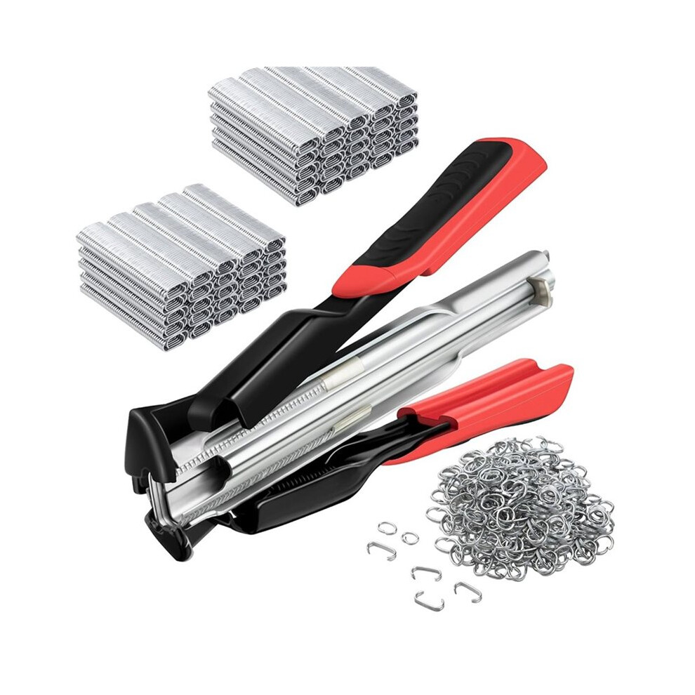 Hog Ring Pliers Kit, 2500 C Clips 3/4'' Hog Ring Nails, C-Type Cage Securing Clamps For Cages, Fencing, Upholstery. 6031718412834