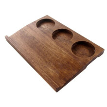 Retro-Kaffeetisch-Tablett Aus Massivholz mit 3 Löchern, im Landhausstil, für Frühstück, Getränke und Als Couchtisch