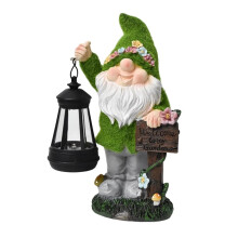 Gnome Statues with Solar Lantern Outdoor Resin Ornament Garden Gnomes Funny for Yard and Patio Decor
