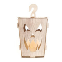Halloween Wooden Lighted Pumpkin for Tabletop, Light Pumpkin Lamp Lantern Shadow Box Halloween Decoration D