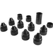12-Teiliges Reifendichtkappen-Set, 1,375" X 24 Zoll, Aluminiumlegierung, Schwarz, Kegelförmige Teile für Reifendiebstahlsicherung, 1,375" X 24 Zoll
