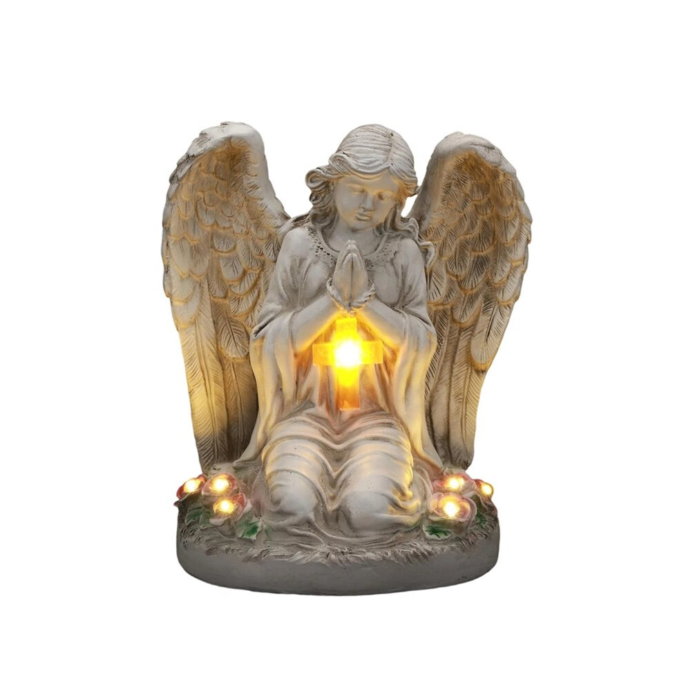 Solar Angel Garden Statue Outdoor Decor Cemetery Decorations For Grave Praying Angel Figurines With Led Light 4713449604284