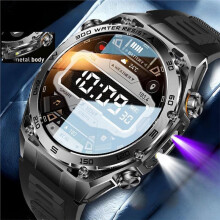 Outdoor-Sport-Smartwatch für Herren mit -Anruffunktion, UV-Lampe, Taschenlampe, Wasserdicht, Herzfrequenzmesser und Gesundheits-Smartwatch