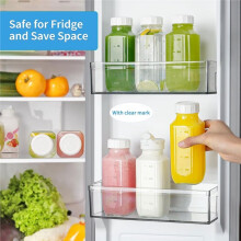 Botellas de Vidrio para Jugo con Tapa, Paquete de 4 Botellas de Agua de Vidrio Transparente con 2 Boquillas para Verter, Jarra de Leche Reutilizable