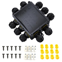 IP68 Waterproof Junction Box Outdoor 10Way 10 Cable M25 Gland Wire Connector, Extension Electrical Cable Protector