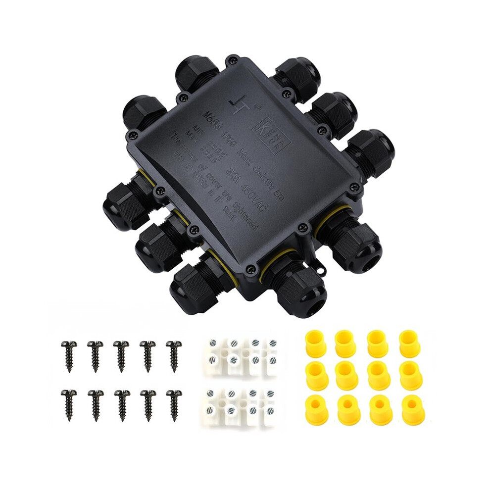 Ip68 Waterproof Junction Box Outdoor 10Way 10 Cable M25 Gland Wire Connector, Extension Electrical Cable Protector 6033988346673