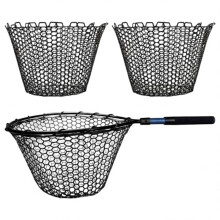 Lot de 2 Filets de Pêche en Caoutchouc de Rechange, Sans Poignée, pour la Pêche à la Mouche, Pliables, en Maille Noire