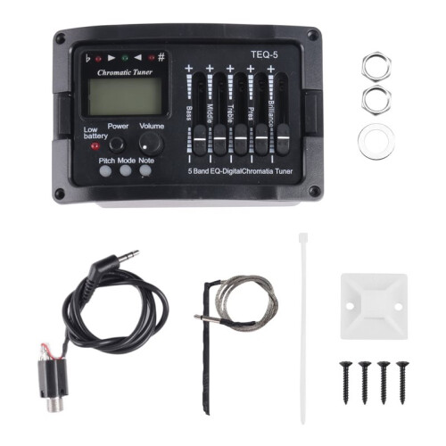 2X 5-Bands Akustisk Gitarr Preamp EQ Equalizer Klassisk Akustisk Gitarrförstärkare Digital Blend Tuner Piezo Pickup Utan Svansstift 1
