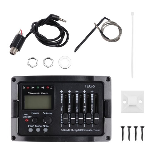 2X 5-Bands Akustisk Gitarr Preamp EQ Equalizer Klassisk Akustisk Gitarrförstärkare Digital Blend Tuner Piezo Pickup Utan Svansstift 2