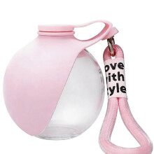 Honden Drinkfles met Siliconen Kom 285ml Lekvrije Waterfles voor Katten en Honden Draagbare Buiten Dispenser Roze