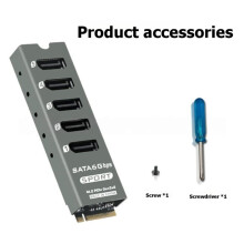 M.2 PCIe to 5 Port SATA3.0 Expansion Card Riser Converter for Computer Expansion JMB585 Supports PM Function with Case