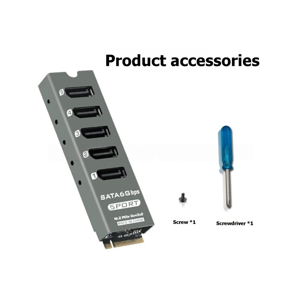 M.2 Pcie To 5 Port Sata3.0 Expansion Card Riser Converter For Computer Expansion Jmb585 Supports Pm Function With Case 6033228927938