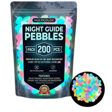 200pcs Powered Stones Waterproof Decorative Glowing Stones Night for Walkway Outdoor Colorful Glow (Not Real Pebble)