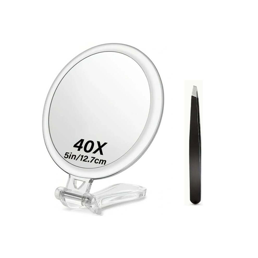 Magnifying Mirror with Handle Foldable Dual-Sided Beauty Mirror for Home Makeup Skincare 40X
