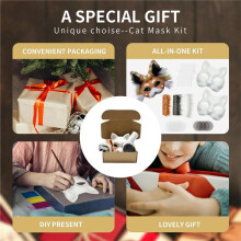 Kit de Máscara de Gato DIY con Piel Sintética, Malla para Ojos y Lámina de Fieltro, Máscara de Gato DIY para Pintar, Máscara Blanca en para