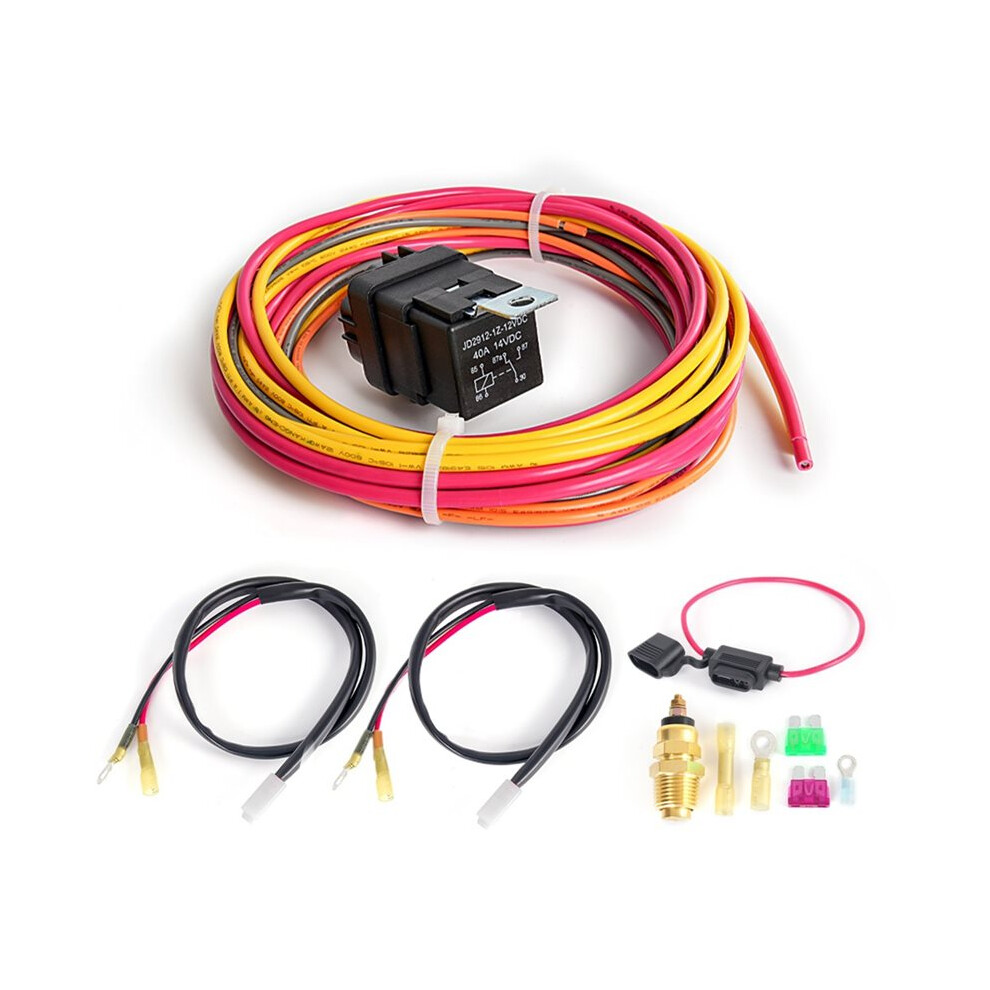 Electric Fan Wiring Thermostat Temperature 40A Relay Kit 185F 165F Off Universal Electric Fan Wiring Kit 6032963281749