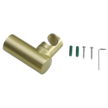 Brushed Gold Shower Holder, Round Brass Wall Mounted Bracket, Modern Luxury Handheld Shower Wand Support