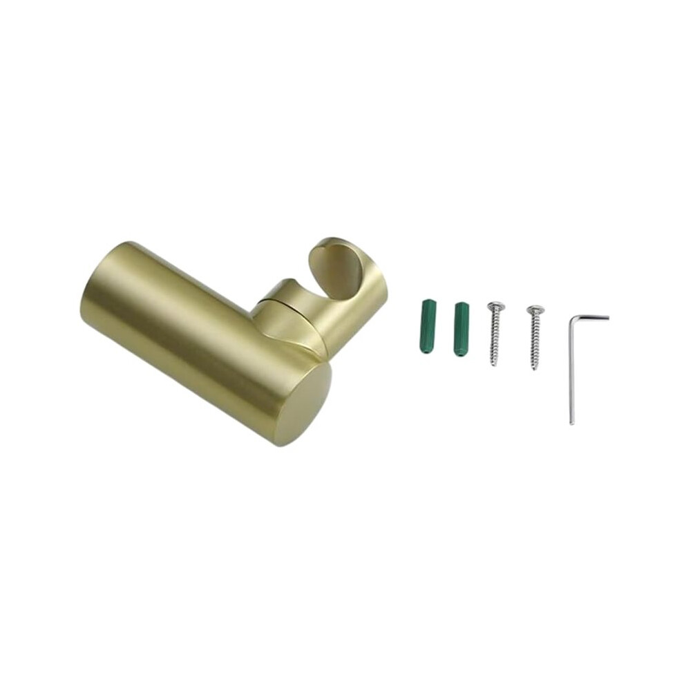 Saudism Brushed Gold Shower Holder, Round Brass Wall Mounted Bracket, Modern Luxury Handheld Shower Wand Support