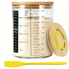 Sourdough Jar, 50 Oz Large Sourdough Jar with Keeper, Scraper, Wide Mouth Glass Sourdough Kit
