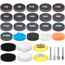 174-Teiliges Polierzubehör, 75-mm-Schleifpads, Nassschleifpapier (Körnung 60-10000), Polierpads, Scheinwerferschleifaufsatz