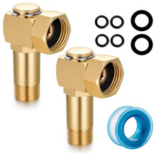 2 Raccords de Rechange en Laiton pour Enrouleur de Tuyau D'Arrosage, Adaptateur Coudé Pivotant 3/4 Pouces GHT Femelle Vers 1/2 Pouces NPT Mâle