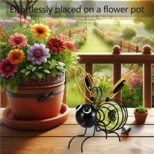 Solar Powered Hanging Bee Decor with Bouncy Springs - Outdoor Hanging Solar Lights for Garden Decor, Yard, Patio, Porch