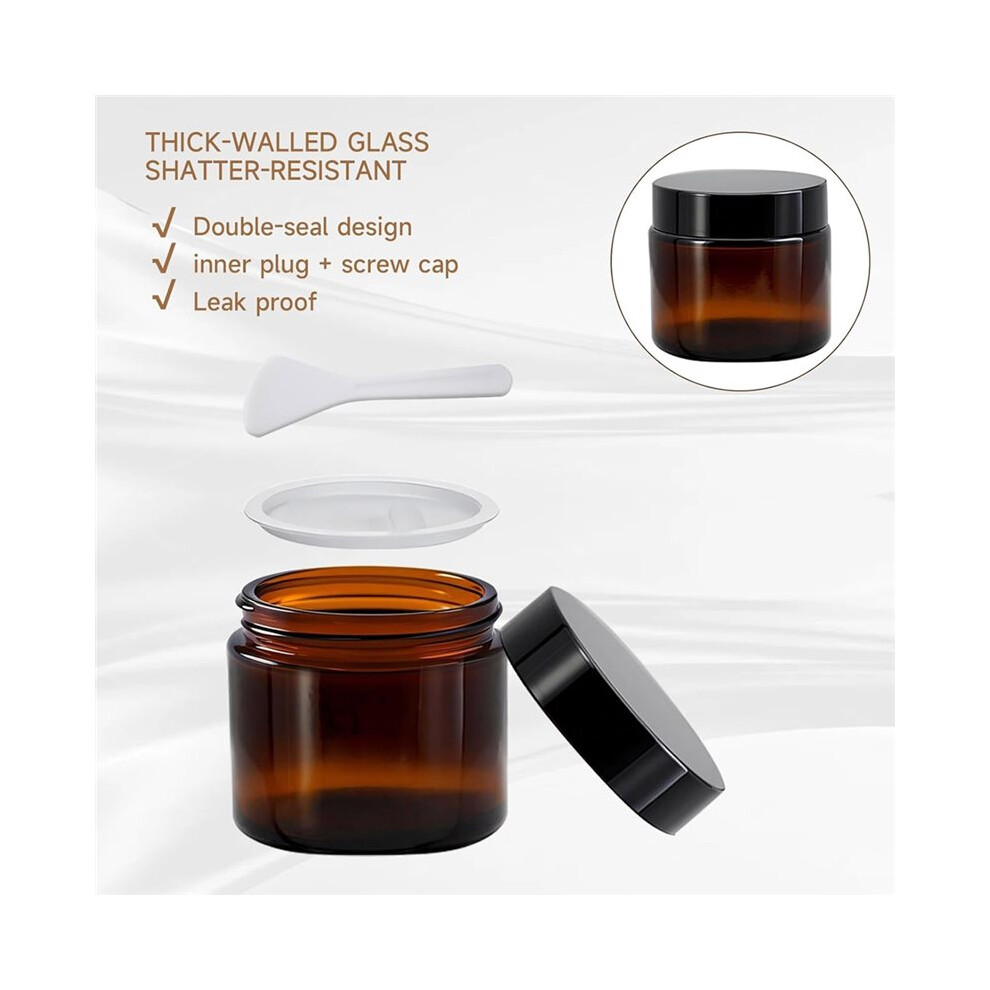 12pcs 2 Oz Amber Glass Jars with Inner Lids , Leakproof Round Airtight, for Homemade Cosmetics, Balms, Candles, Butter