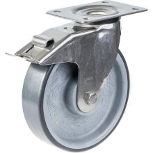 200mm stainless steel swivel/brake castor with grey electrically conductive ther