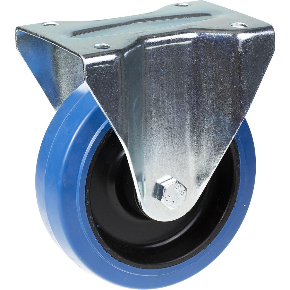 Parnells 160Mm Fixed Castor With Elastic Rubber On Nylon Centre Wheel Blue