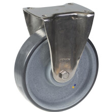 200mm stainless steel fixed castor with grey electrically conductive thermoplast