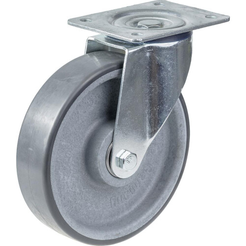 Parnells 160mm swivel castor with grey electrically conductive thermoplastic polyurethane