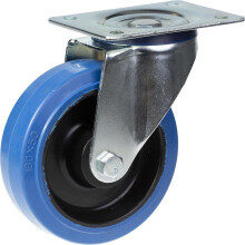 160mm swivel castor with blue elastic rubber on nylon centre wheel