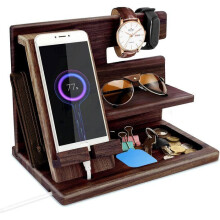 Drevený stojan na telefón na stôl, darček pre mužov a otcov na Vianoce a Deň otcov