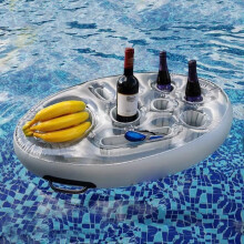Bandeja flotante para piscina con 8 orificios, inflable, para piscina, spa y playa, sostiene vasos y bebidas, resistente y práctica