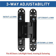 Door Hinges Hidden Type Hinges Concealed Hinges Zinc Alloy 180 Degree Swing Hinge 3 Way Adjustable Butt Hinge 6x2.5x1 in
