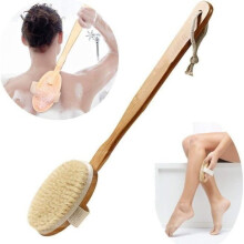 Körperbürste mit Naturborsten aus Wildschwein, langer Griff, für die Dusche, gegen Cellulite, ergonomisch und hautfreundlich
