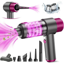 Aspiradora inalámbrica para coche 4 en 1, 15 kPa, compacta y portátil, sistema de doble filtración, luz LED, para limpieza rápida del interior