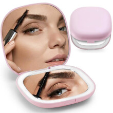 LED Pocket Makeup Mirror, 1X/5X Magnifying Travel Mirror, Small Lightweight Handheld Vanity Mirror with Bright Light