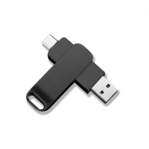 2TB USB 3.0 Type-C Flash Drive for Computer Laptop Android, Black Metal Storage for Photos Videos Music Files