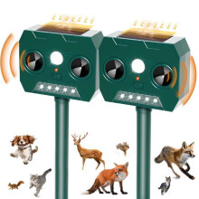 Repelente ultrasónico solar para gatos y perros, impermeable IP45, 12 m, ángulo de 120, para jardín, uso exterior, 2 piezas
