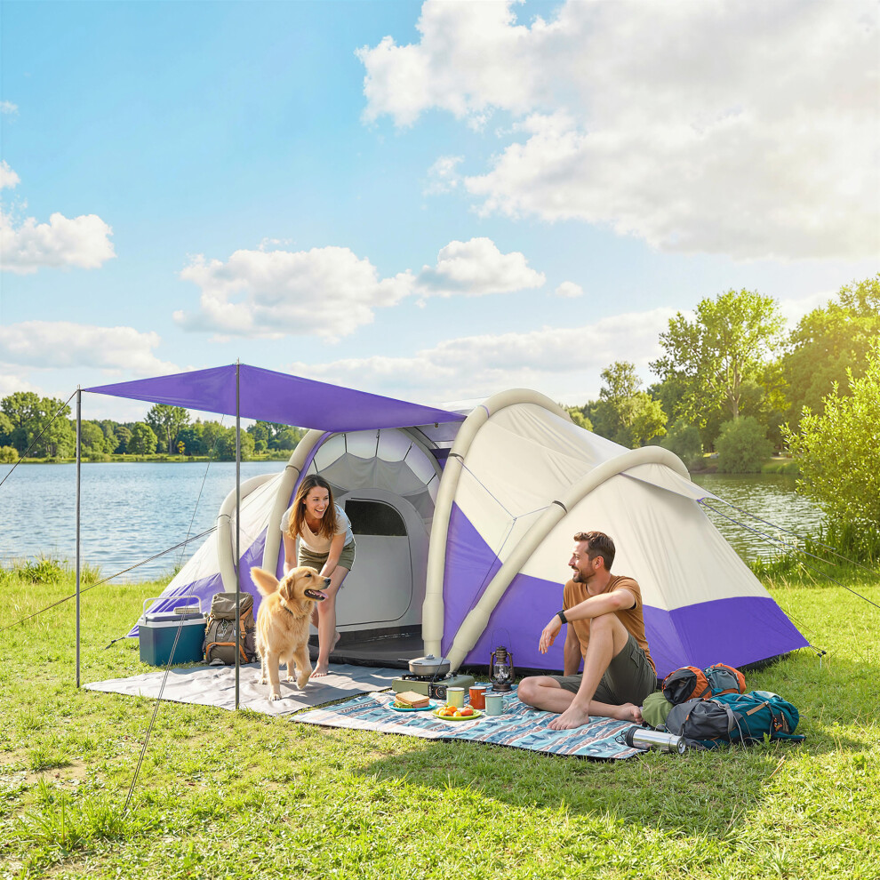 Outsunny Inflatable Tent Tunnel Design For 4 Person, Purple